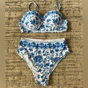 Blue and White Bikini
